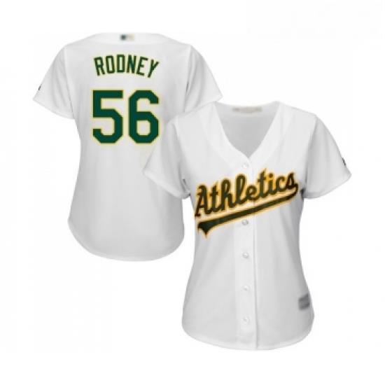 Womens Oakland Athletics 56 Fernando Rodney Replica White Home Cool Base Baseball Jersey