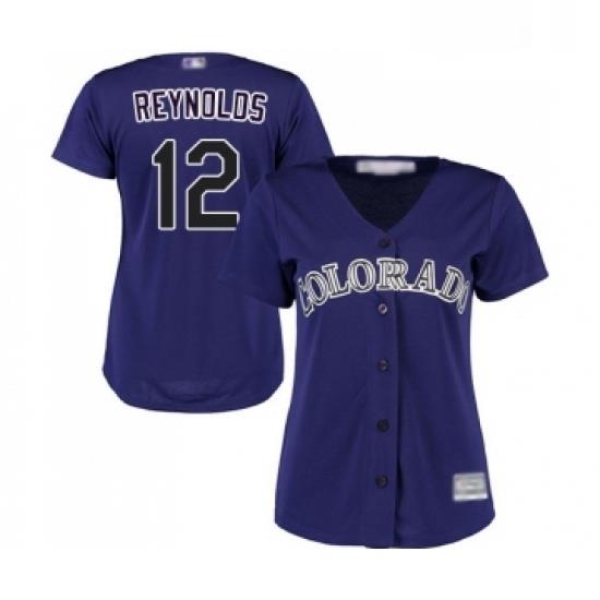 Womens Colorado Rockies 12 Mark Reynolds Replica Purple Alternate 1 Cool Base Baseball Jersey