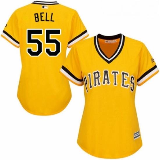 Womens Majestic Pittsburgh Pirates 55 Josh Bell Authentic Gold Alternate Cool Base MLB Jersey