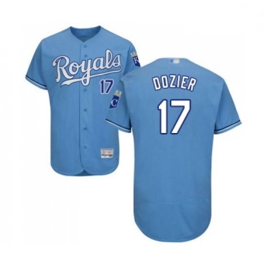 Mens Kansas City Royals 17 Hunter Dozier Light Blue Alternate Flex Base Authentic Collection Baseball Jersey