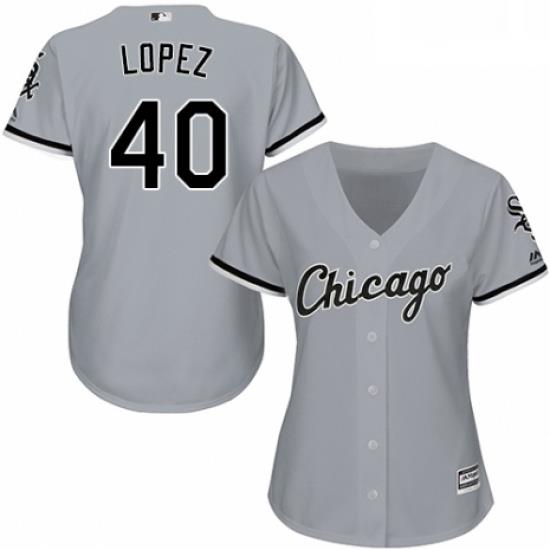 Womens Majestic Chicago White Sox 40 Reynaldo Lopez Authentic Grey Road Cool Base MLB Jersey