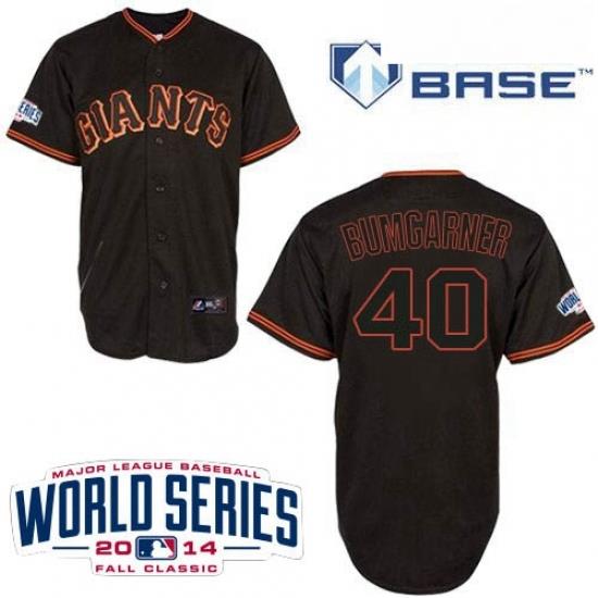 Youth Majestic San Francisco Giants 40 Madison Bumgarner Replica Black Cool Base w2014 World Series Patch MLB Jersey