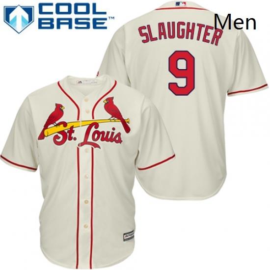 Mens Majestic St Louis Cardinals 9 Enos Slaughter Replica Cream Alternate Cool Base MLB Jersey