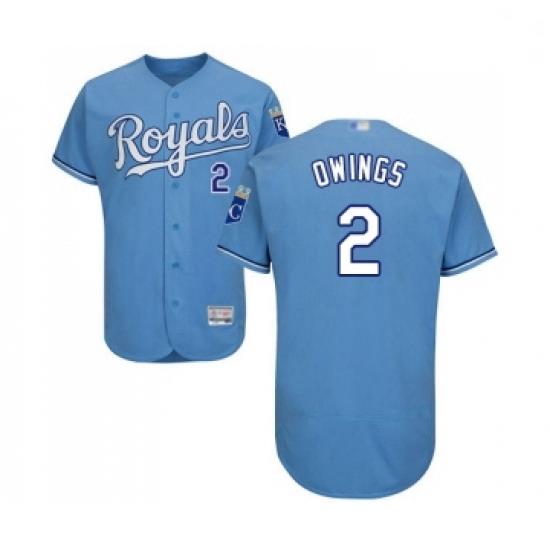 Mens Kansas City Royals 2 Chris Owings Light Blue Alternate Flex Base Authentic Collection Baseball Jersey