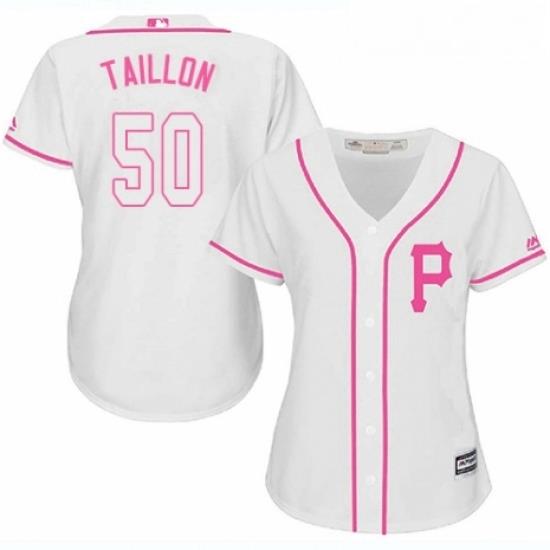 Womens Majestic Pittsburgh Pirates 50 Jameson Taillon Replica White Fashion Cool Base MLB Jersey