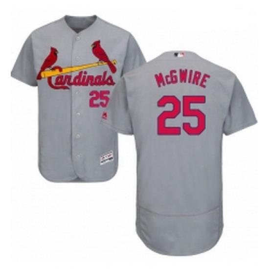 Mens Majestic St Louis Cardinals 25 Mark McGwire Grey Road Flex Base Authentic Collection MLB Jersey