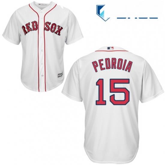 Youth Majestic Boston Red Sox 15 Dustin Pedroia Replica White Home Cool Base MLB Jersey