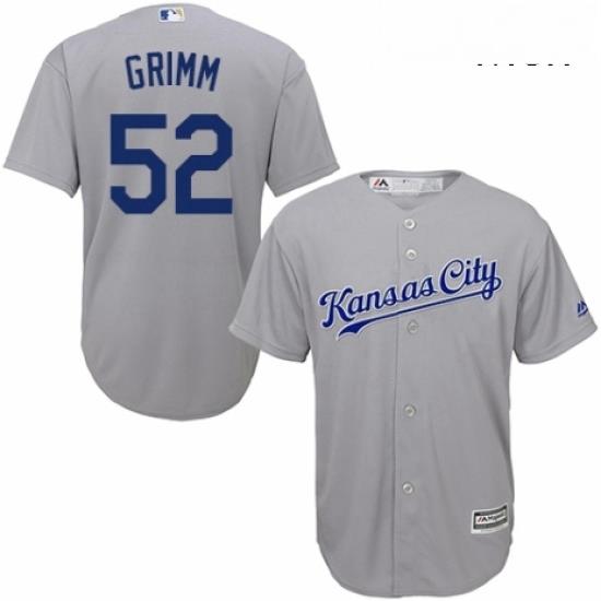 Mens Majestic Kansas City Royals 52 Justin Grimm Replica Grey Road Cool Base MLB Jersey