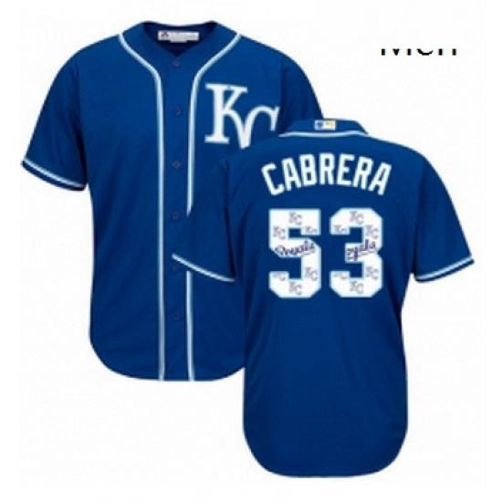 Mens Majestic Kansas City Royals 53 Melky Cabrera Blue Authentic Blue Team Logo Fashion Cool Base MLB Jersey