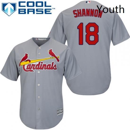 Youth Majestic St Louis Cardinals 18 Mike Shannon Authentic Grey Road Cool Base MLB Jersey