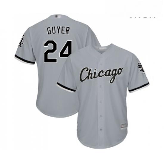 Mens Chicago White Sox 24 Brandon Guyer Replica Grey Road Cool Base Baseball Jersey