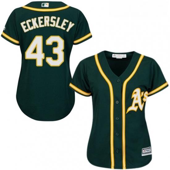 Womens Majestic Oakland Athletics 43 Dennis Eckersley Authentic Green Alternate 1 Cool Base MLB Jersey