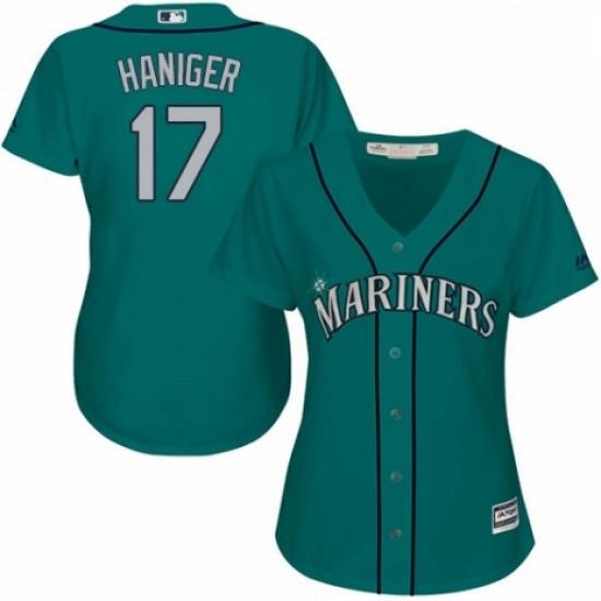 Womens Majestic Seattle Mariners 17 Mitch Haniger Replica Teal Green Alternate Cool Base MLB Jersey