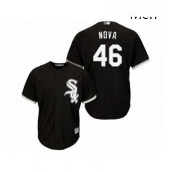 Mens Chicago White Sox 46 Ivan Nova Replica Black Alternate Home Cool Base Baseball Jersey