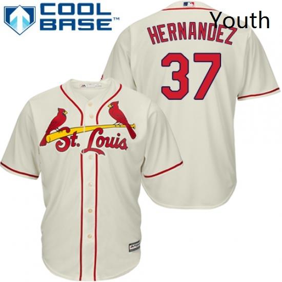 Youth Majestic St Louis Cardinals 37 Keith Hernandez Authentic Cream Alternate Cool Base MLB Jersey