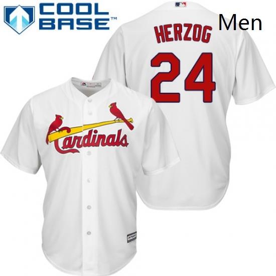 Mens Majestic St Louis Cardinals 24 Whitey Herzog Replica White Home Cool Base MLB Jersey