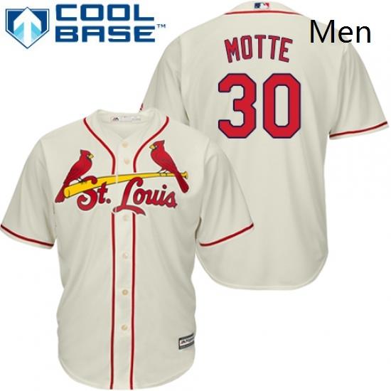 Mens Majestic St Louis Cardinals 30 Jason Motte Replica Cream Alternate Cool Base MLB Jersey