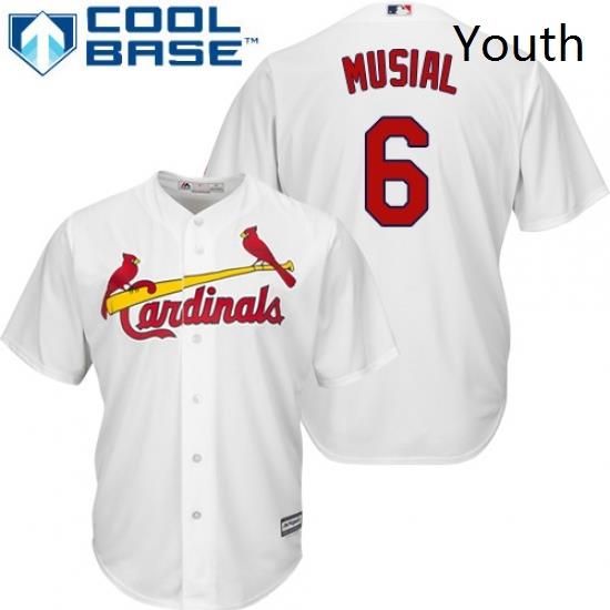 Youth Majestic St Louis Cardinals 6 Stan Musial Replica White Home Cool Base MLB Jersey