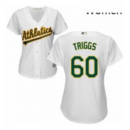 Womens Majestic Oakland Athletics 60 Andrew Triggs Replica White Home Cool Base MLB Jersey