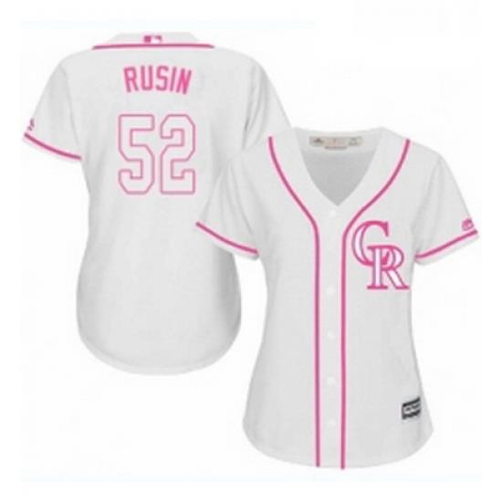 Womens Majestic Colorado Rockies 52 Chris Rusin Authentic White Fashion Cool Base MLB Jersey