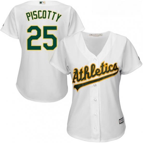 Womens Majestic Oakland Athletics 25 Stephen Piscotty Replica White Home Cool Base MLB Jersey