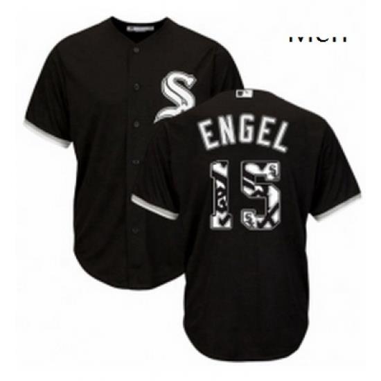 Mens Majestic Chicago White Sox 15 Adam Engel Authentic Black Team Logo Fashion Cool Base MLB Jersey