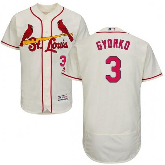 Mens Majestic St Louis Cardinals 3 Jedd Gyorko Cream Alternate Flex Base Authentic Collection MLB Jersey