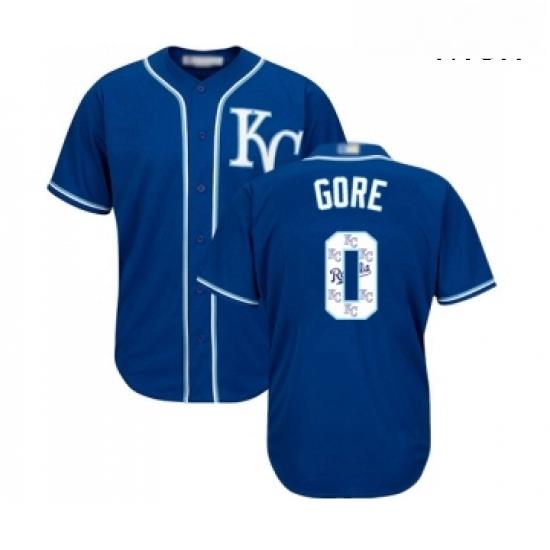 Mens Kansas City Royals 0 Terrance Gore Blue Authentic Blue Team Logo Fashion Cool Base Baseball Jersey