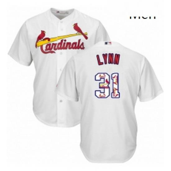 Mens Majestic St Louis Cardinals 31 Lance Lynn Authentic White Team Logo Fashion Cool Base MLB Jersey