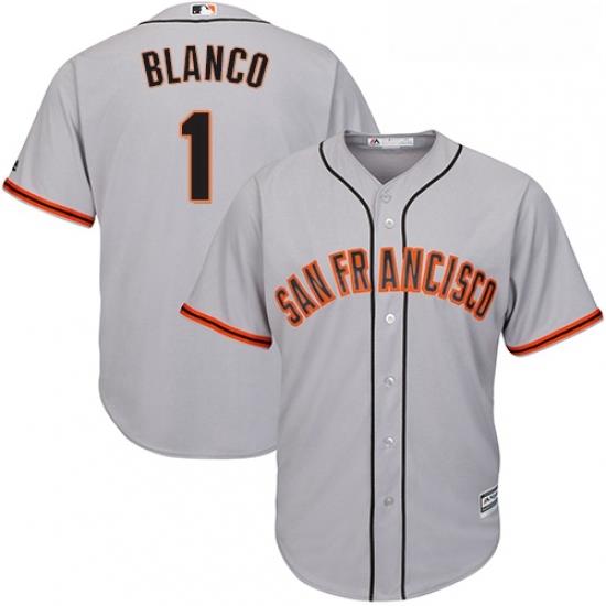 Youth Majestic San Francisco Giants 1 Gregor Blanco Replica Grey Road Cool Base MLB Jersey