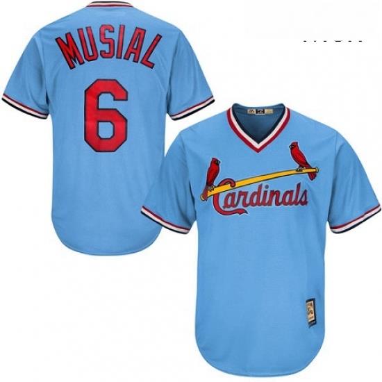 Mens Majestic St Louis Cardinals 6 Stan Musial Authentic Light Blue Cooperstown MLB Jersey