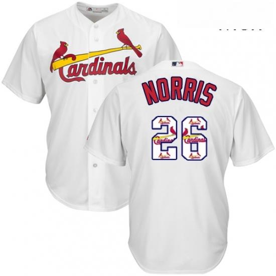 Mens Majestic St Louis Cardinals 26 Bud Norris Authentic White Team Logo Fashion Cool Base MLB Jersey