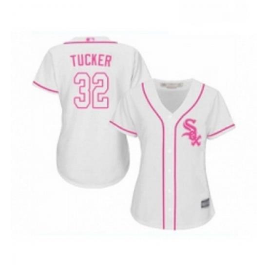 Womens Chicago White Sox 32 Preston Tucker Replica White Fashion Cool Base Baseball Jersey