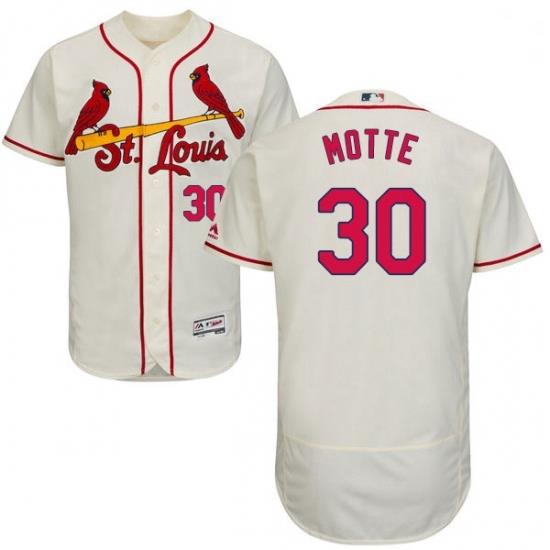 Mens Majestic St Louis Cardinals 30 Jason Motte Cream Alternate Flex Base Authentic Collection MLB Jersey