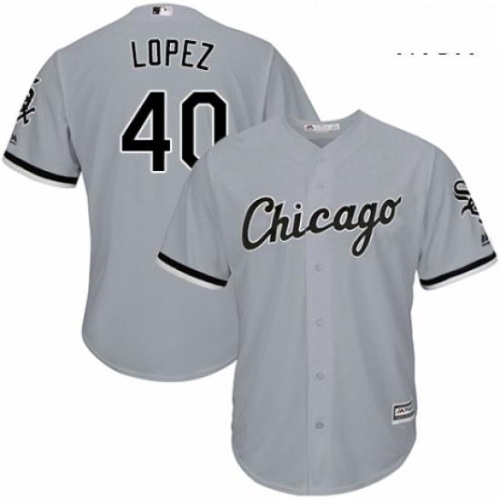 Mens Majestic Chicago White Sox 40 Reynaldo Lopez Replica Grey Road Cool Base MLB Jersey