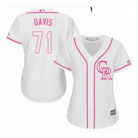 Womens Majestic Colorado Rockies 71 Wade Davis Authentic White Fashion Cool Base MLB Jersey