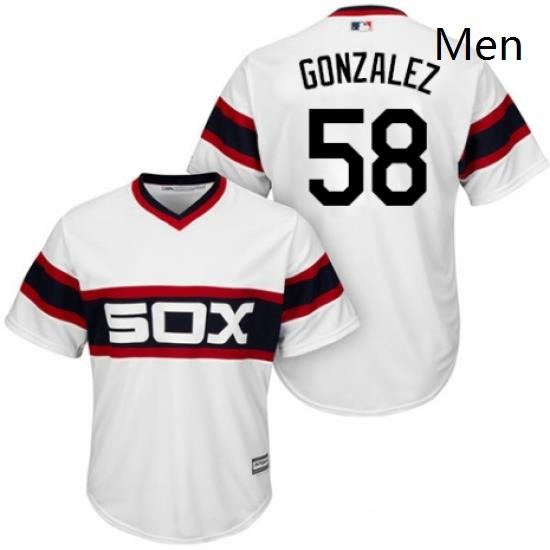 Mens Majestic Chicago White Sox 58 Miguel Gonzalez Replica White 2013 Alternate Home Cool Base MLB Jersey