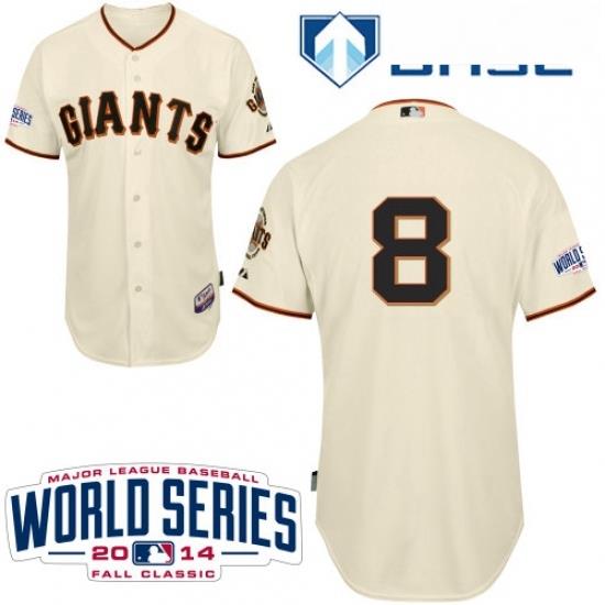 Youth Majestic San Francisco Giants 8 Hunter Pence Authentic Cream Home Cool Base 2014 World Series Patch MLB Jersey