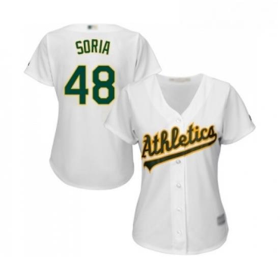 Womens Oakland Athletics 48 Joakim Soria Replica White Home Cool Base Baseball Jersey