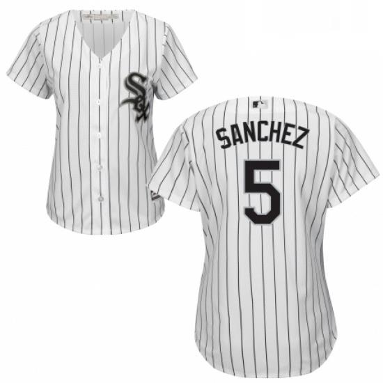 Womens Majestic Chicago White Sox 5 Yolmer Sanchez Replica White Home Cool Base MLB Jersey