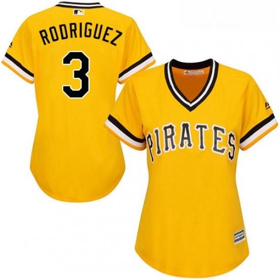 Womens Majestic Pittsburgh Pirates 3 Sean Rodriguez Authentic Gold Alternate Cool Base MLB Jersey