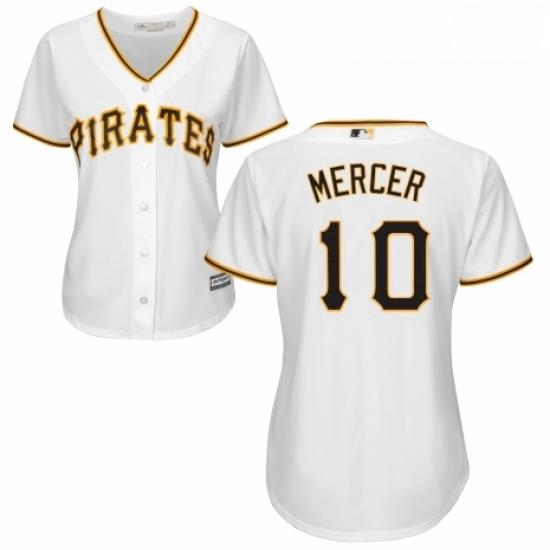 Womens Majestic Pittsburgh Pirates 10 Jordy Mercer Authentic White Home Cool Base MLB Jersey