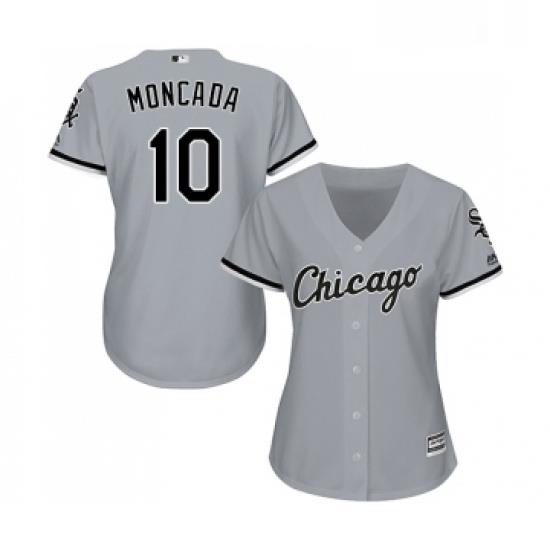 Womens Majestic Chicago White Sox 10 Yoan Moncada Authentic Grey Road Cool Base MLB Jerseys