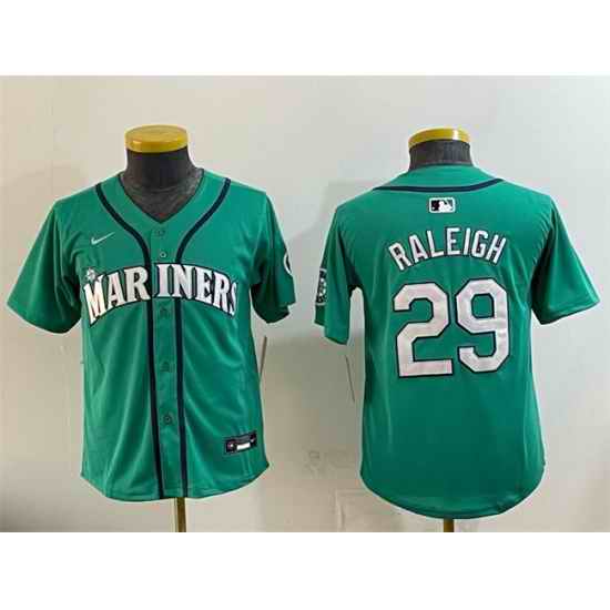 Youth Seattle Mariners 29 Cal Raleigh Aqua Alternate Limited Stitched Jersey