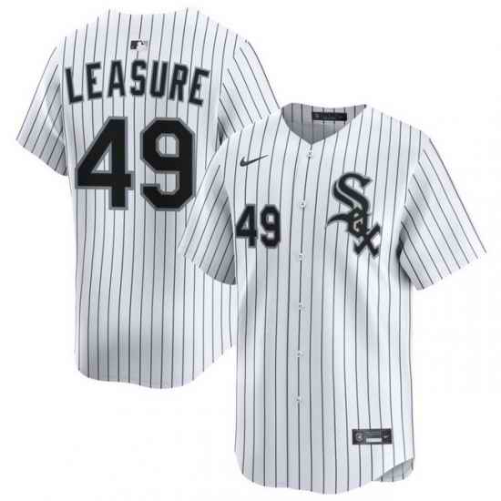 Men Chicago White Sox Nike Home Limited Jersey White Leasure Jordan 49