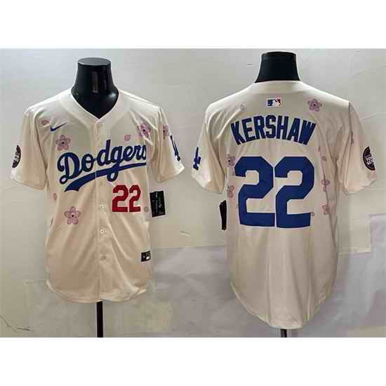 Men Los Angeles Dodgers 22 Clayton Kershaw Cream 2025 Tokyo Series Limited Stitched Baseball Jersey