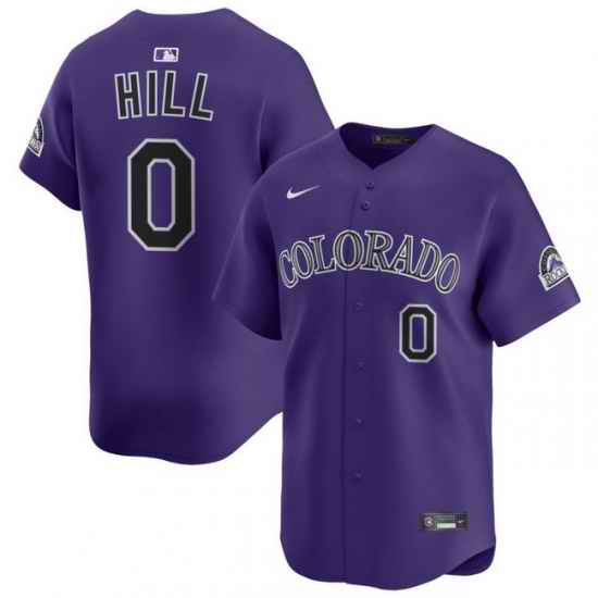 Men Colorado Rockies Nike Purple Alternate Limited Jersey Hill Jaden 0