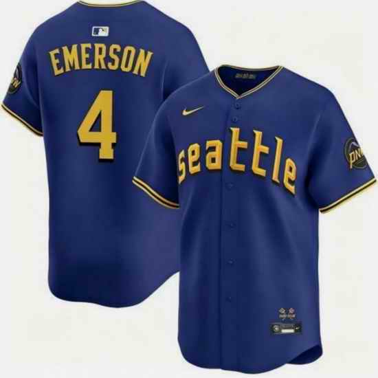 Men Seattle Mariners  4 Colt Emerson Royal 2025 Cool Base Stitched jersey