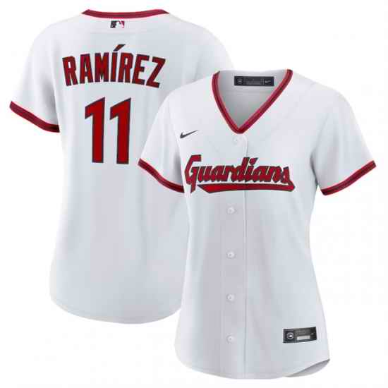 Women Cleveland Guardians 11 Jos E9 Ram EDrez White Cool Base Stitched Baseball Jersey 28Run Small 29