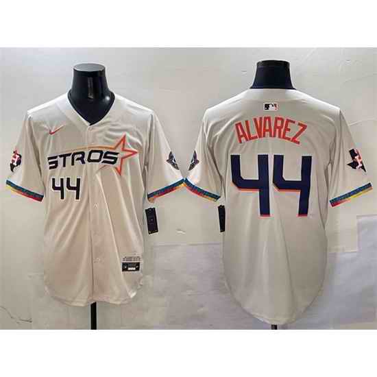 Men Houston Astros 44 Yordan Alvarez Cream 2025 City Connect With Texas Patch Limited Stitched Baseball Jersey